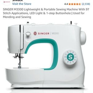 Singer M3300 White and Teal Sewing Machine